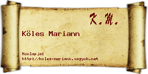 Köles Mariann névjegykártya