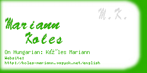 mariann koles business card
